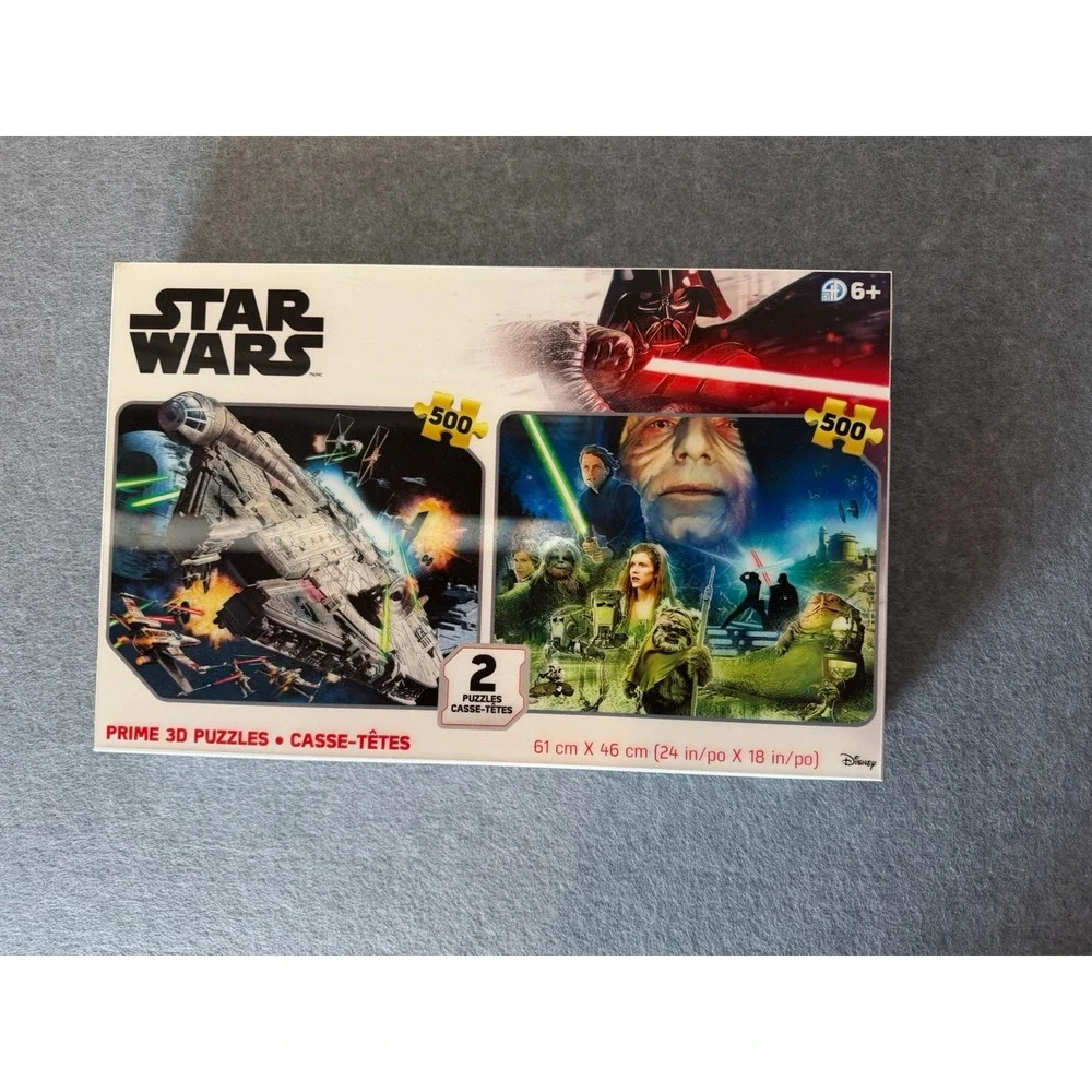 Star Wars 1000 Piece Puzzle (Pack of 2 x 500) Prime 3D Lenticular Disney NIB NEW